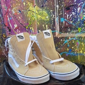 Vans Adult High-Top Sneakers - Tan and White